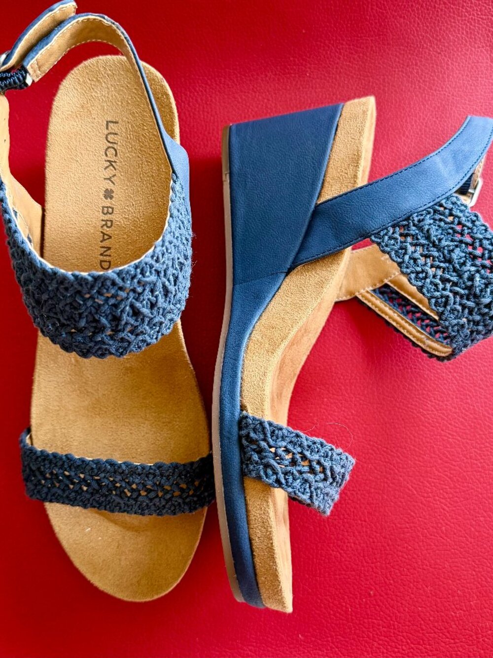 NEW Lucky Brand Platform Wedge Sandals Blue | Size 6M